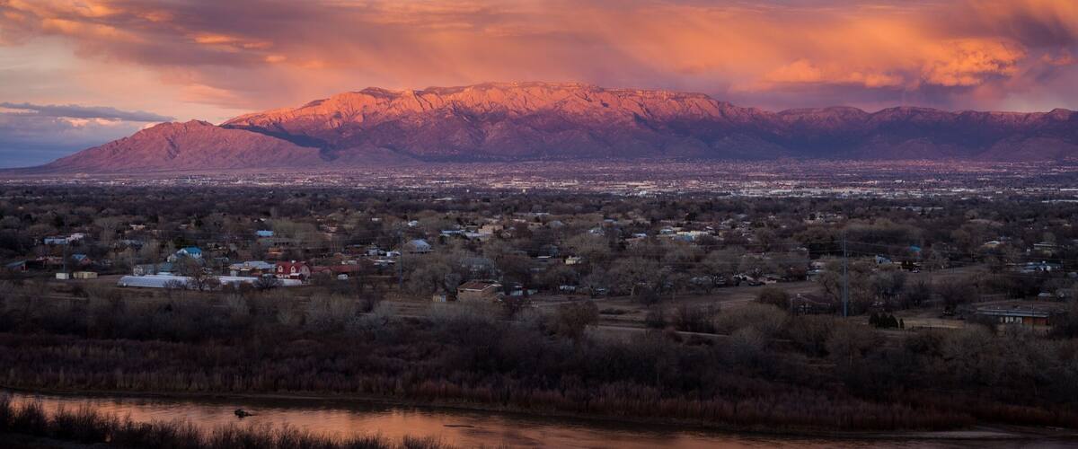 Great place overlooking the Rio Grande River with the Sandia Mountains in the background.
