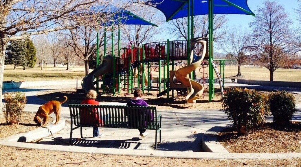 Excellent place to play or rest in central Albuquerque with a new playground, football and soccer fields, tennis courts, and an adjacent library.