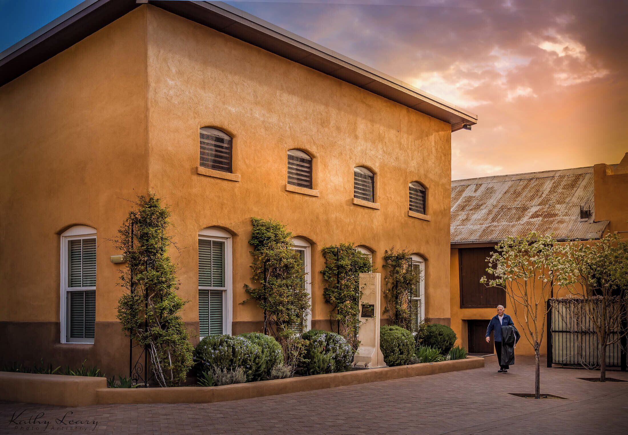 Inside the courtyard of the San Felipe de Neri Church.  The early morning light created a beautiful golden glow.
