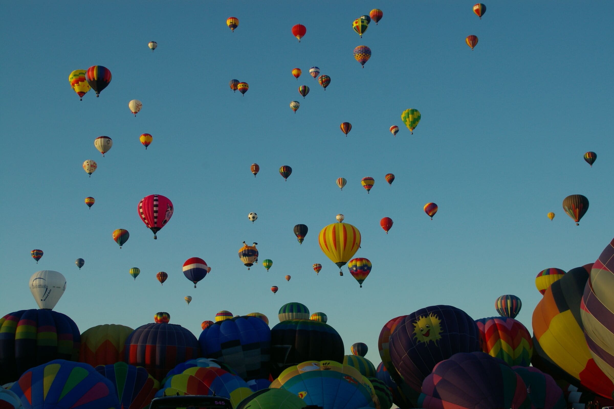 Mass Ascension.  All the balloons at the festival are airborne at the same time.