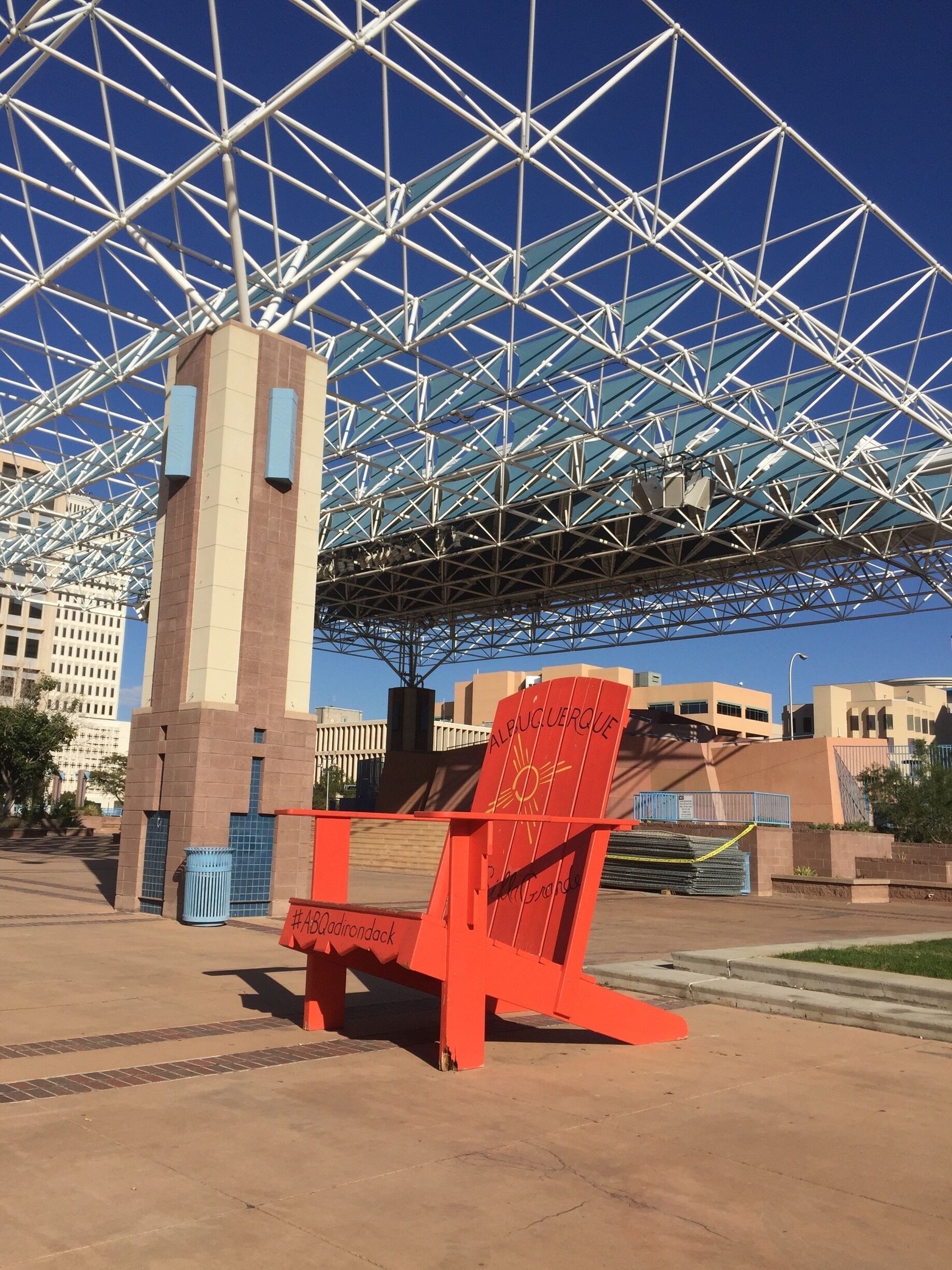 Albuquerque’s Downtown Plaza is a gathering place for concerts, summer movies, cultural events and - apparently - a ginormous Adirondack chair 