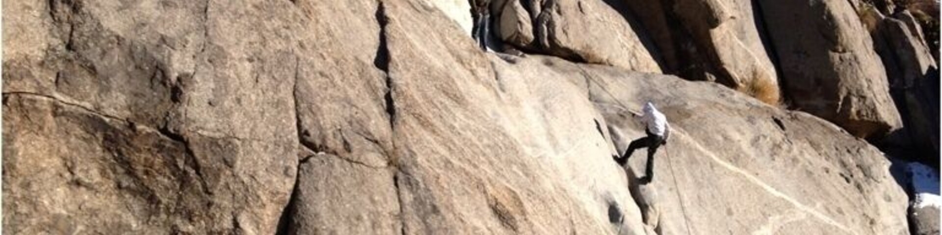 Came across a large rock face being scaled by climbers on a Sandia foothills trail. Gorgeous hike and lots of fun watching these adventurers climb and rappel!