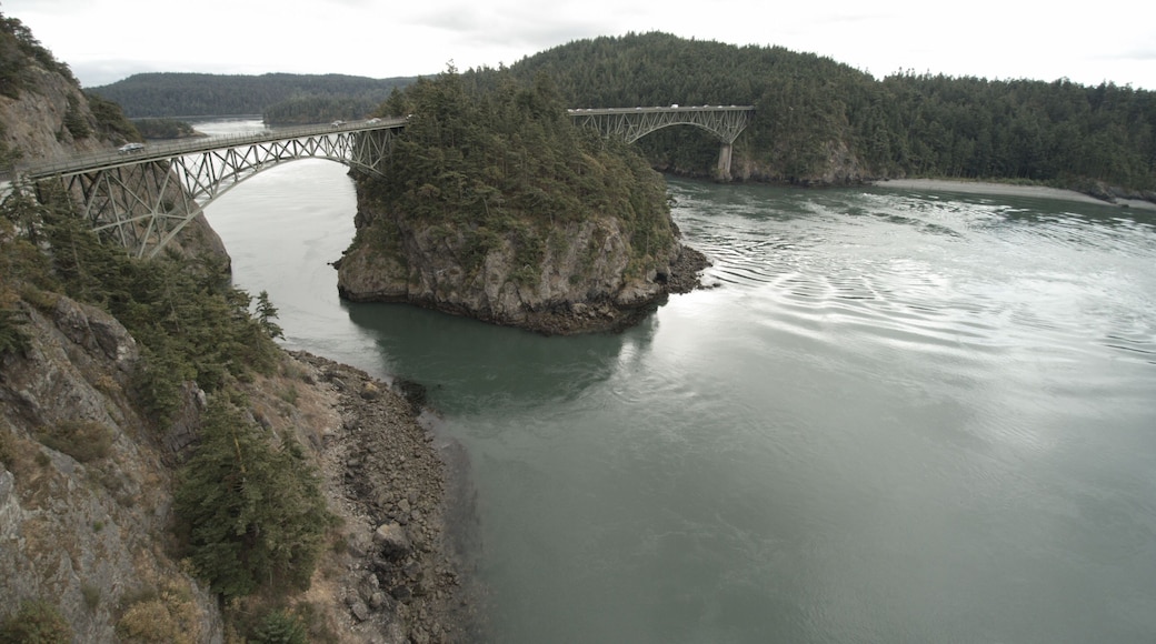 Point Deception Bridge Aerial Photo Anacortes Washington Bay Water