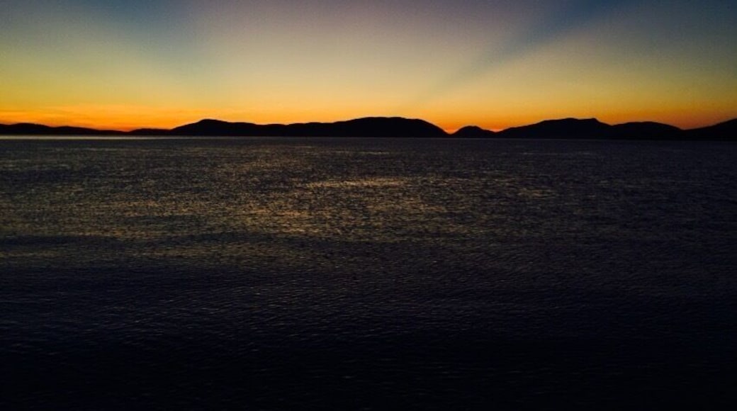 Sunset from Washington Park Beach in Anacortes, Washington.