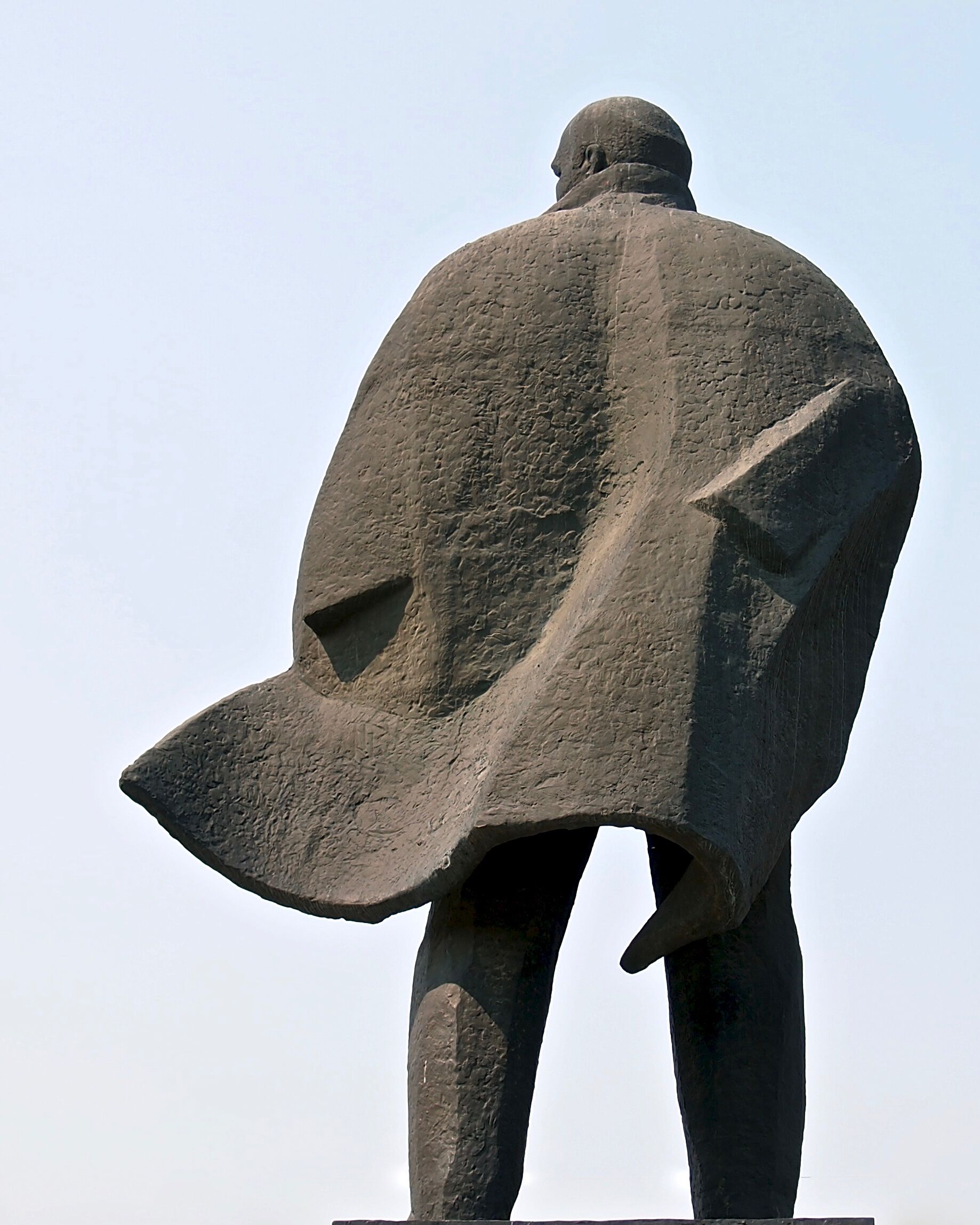Soviet era Lenin statue (from an unusual angle) at Lenin Square, Novosibirsk, Russia.
