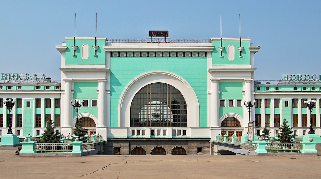 The very colorful main railway station in Novosibirsk, Russia.