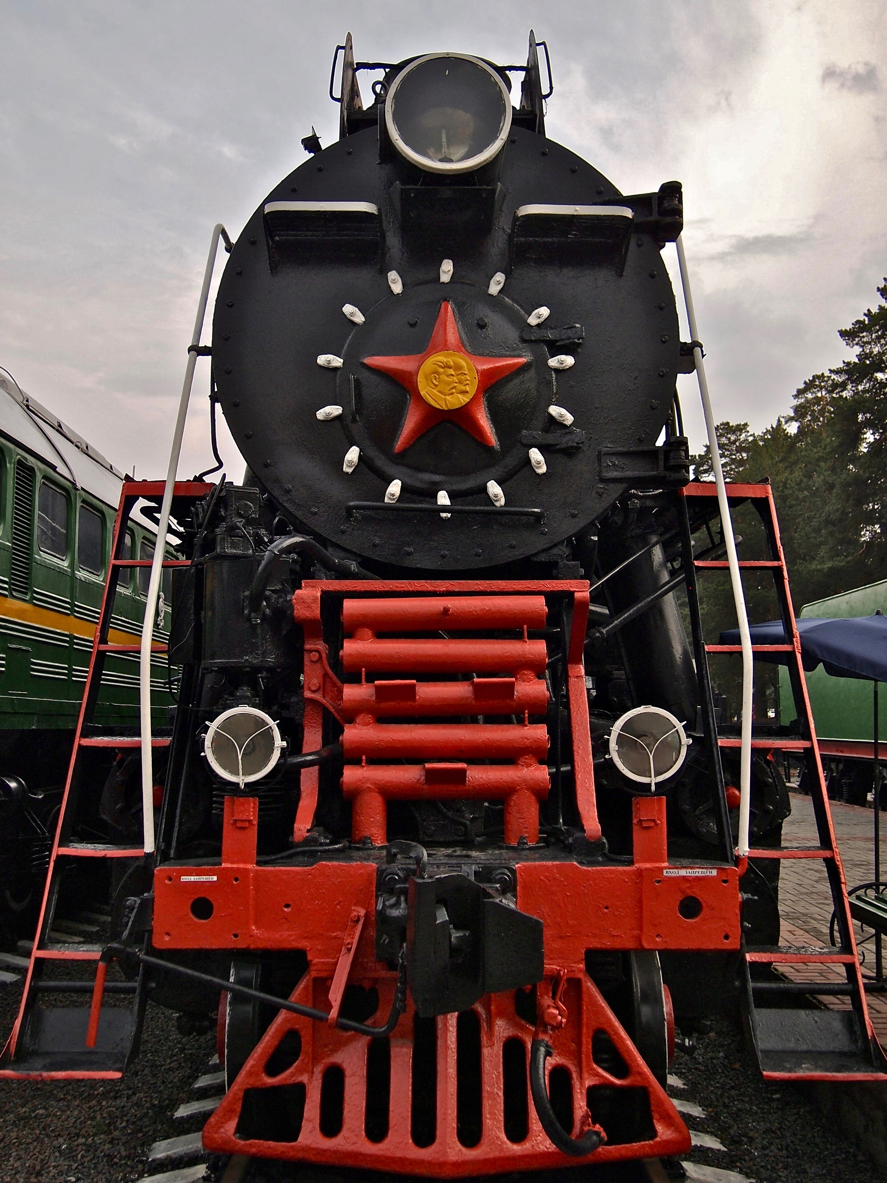 Soviet steam locomotive at the Russian Railway Museum in Akademgorodok, Novosibirsk, Russia.