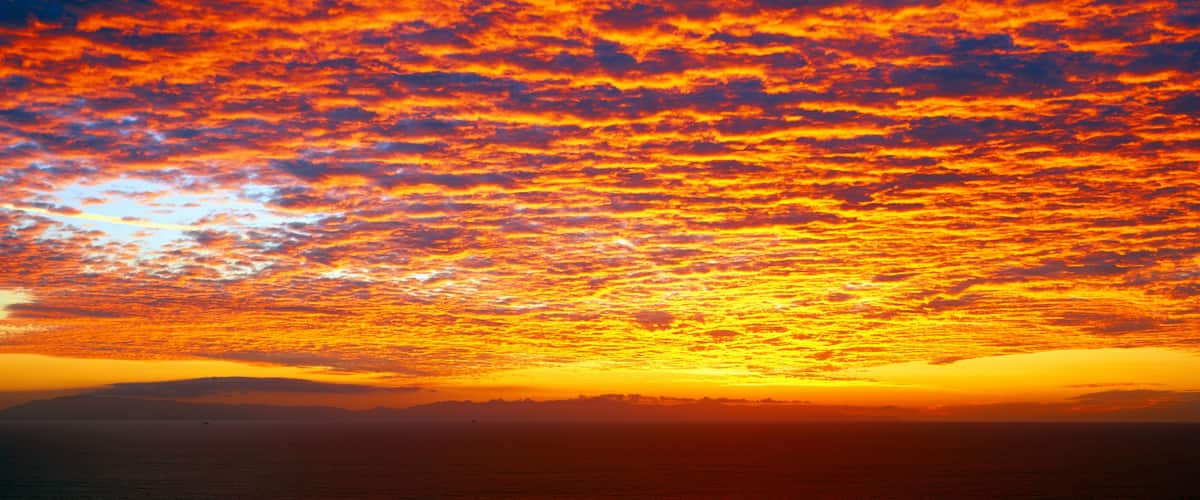 Sunset over Channel Islands and Pacific Ocean, Ventura, California