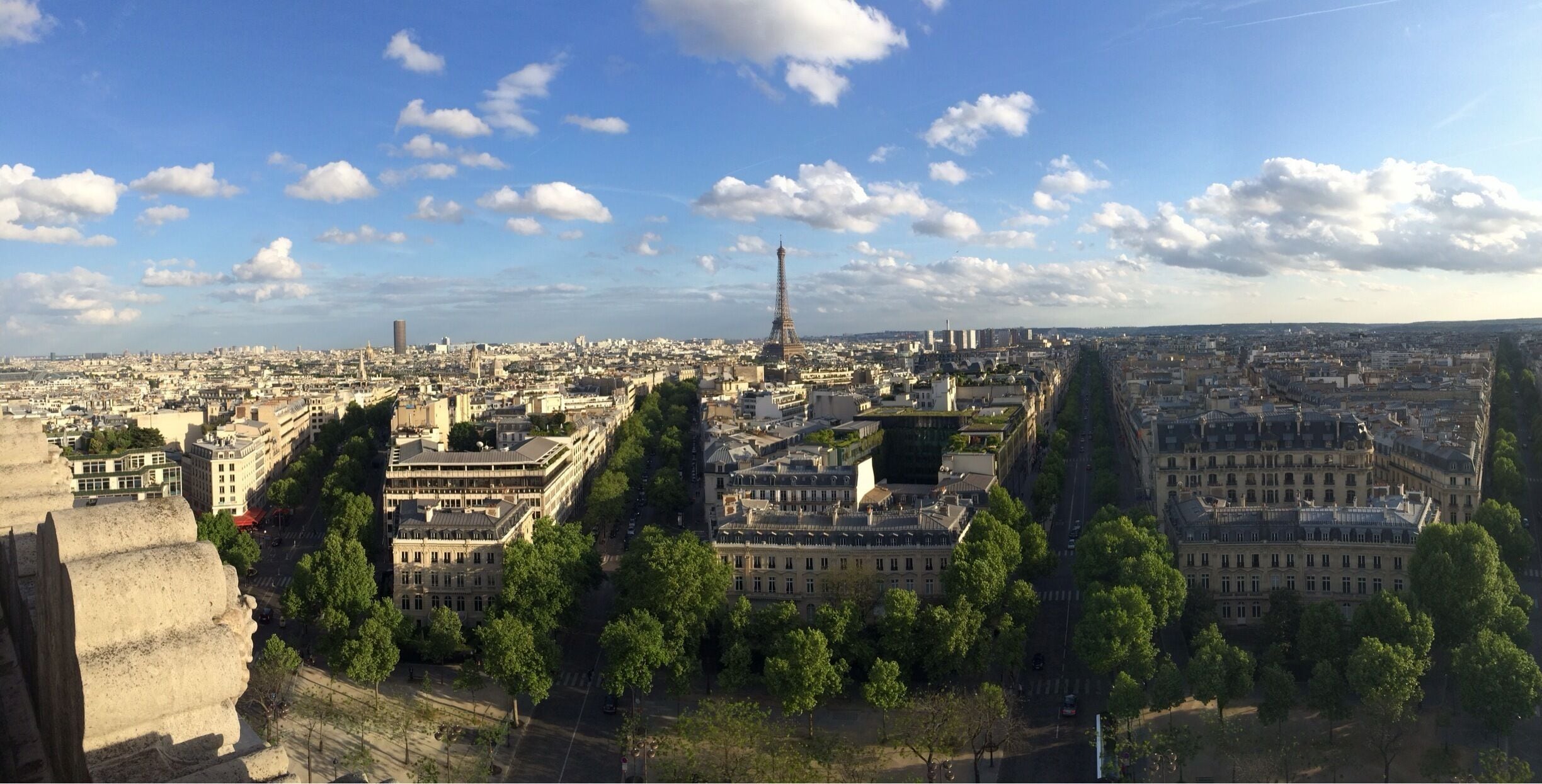 View of Paris from the top of the Arc de Triomphe.