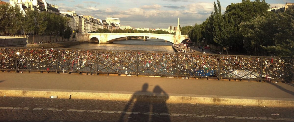 In Paris overlooking the Canal while on the most famous bridge.