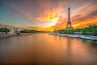 HDR & very long exposures of the Tour de Eiffel at sunrise taken from Pont de Bir-Hakeim