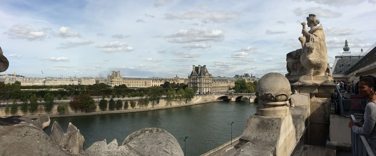 View from the Musee de Orsay. Beautiful, interesting museam and a lot less crowded than the Louvre. The view looks over the Seine River.