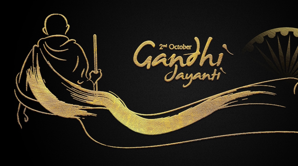 2nd october mahatma gandhi jayanti golden hindi design poster