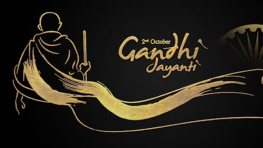 2nd october mahatma gandhi jayanti golden hindi design poster