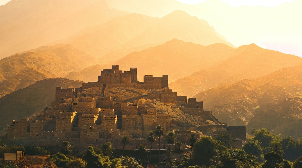 Old brick castle in the mountain. An image from Al Bahah, Saudi Arabia