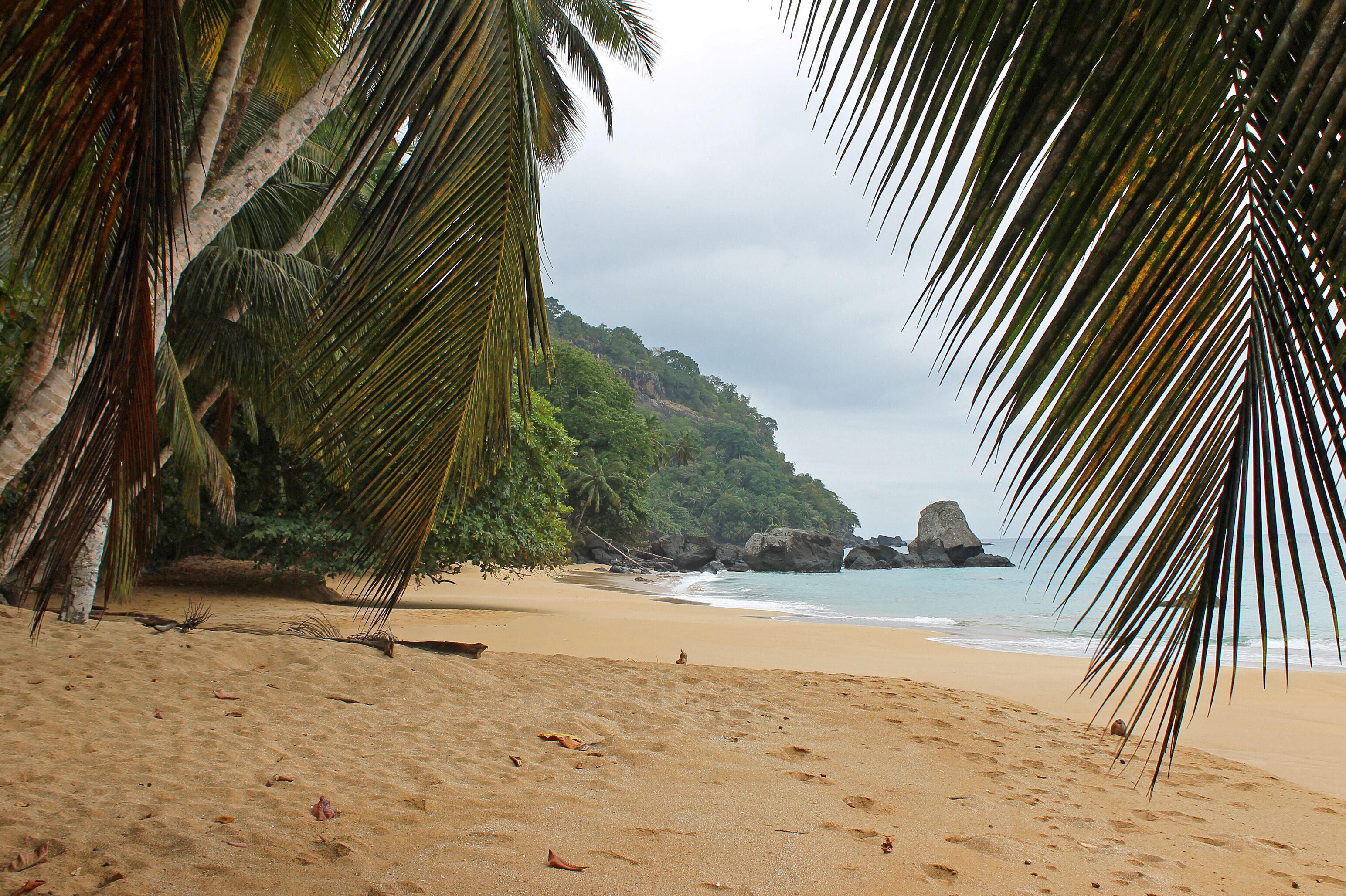 Macaco beach on the north coast of Principe island, São Tomé and Príncipe.