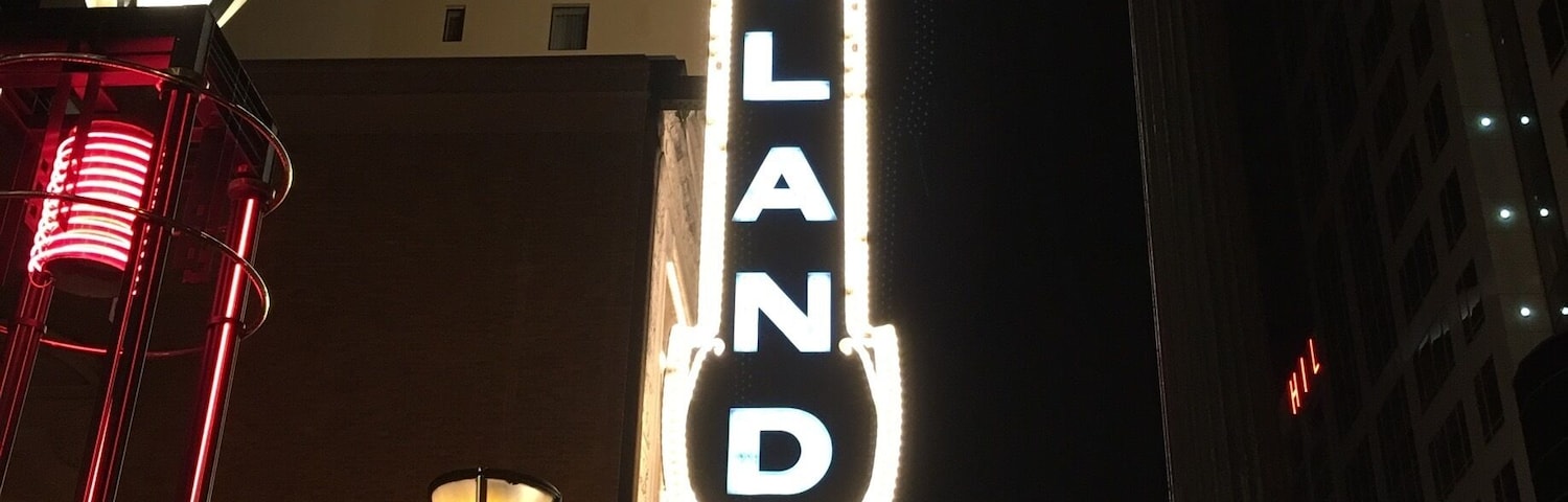 Iconic signs light up the streets at night