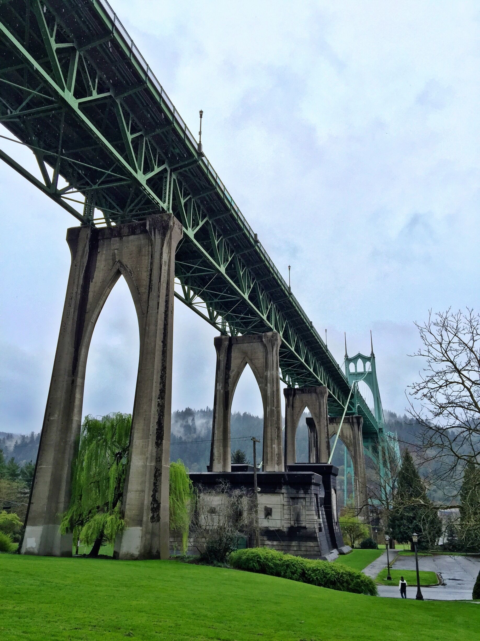 From the Cathedral Park looking up the St John's bridge. 