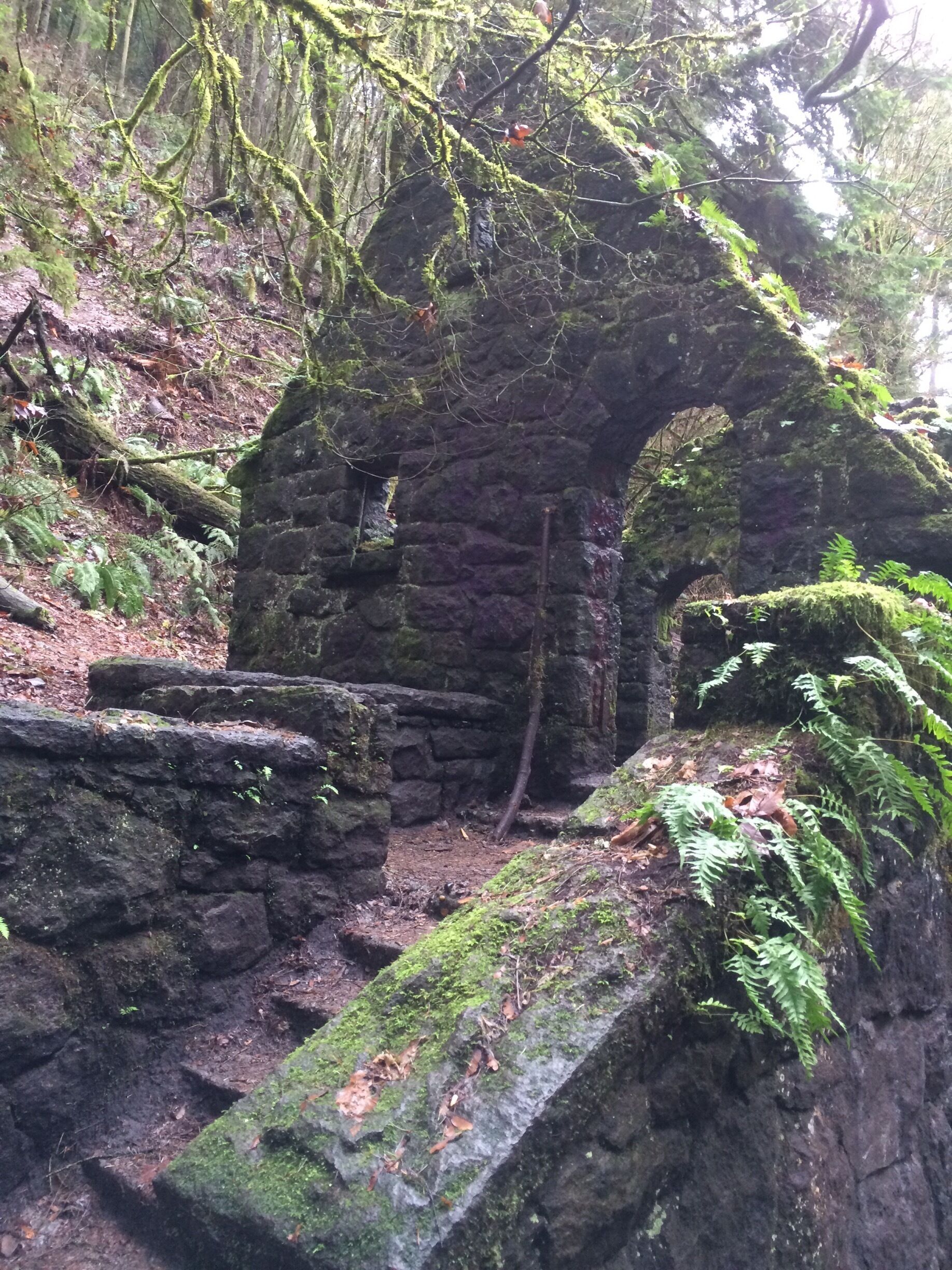 The Stone House (Witch's Castle) was built in 1936 during the Great Depression as a public restroom.