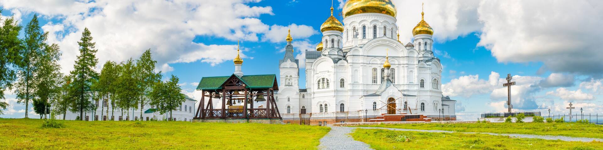 Belogorsky Monastery in Perm Krai, Russia. Panorama