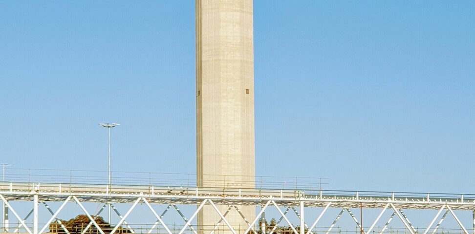 Air traffic control tower on a clear winters day
