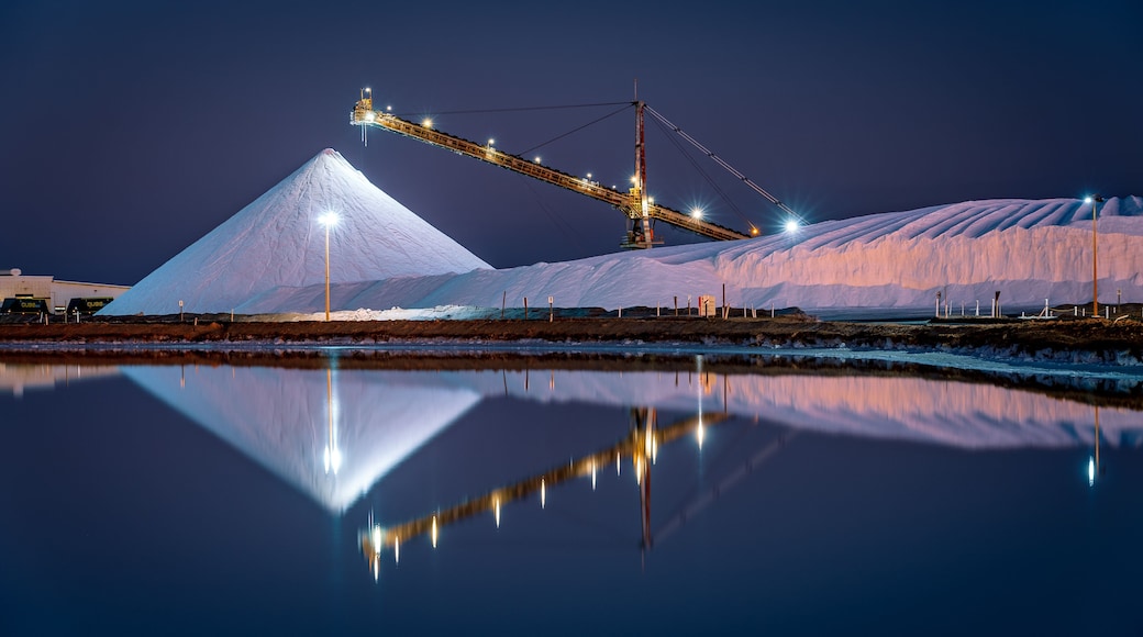 Port Hedland, WA, Australia - Salt mine industrial site at night