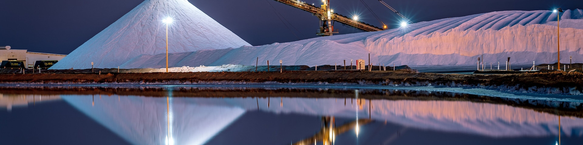Port Hedland, WA, Australia - Salt mine industrial site at night