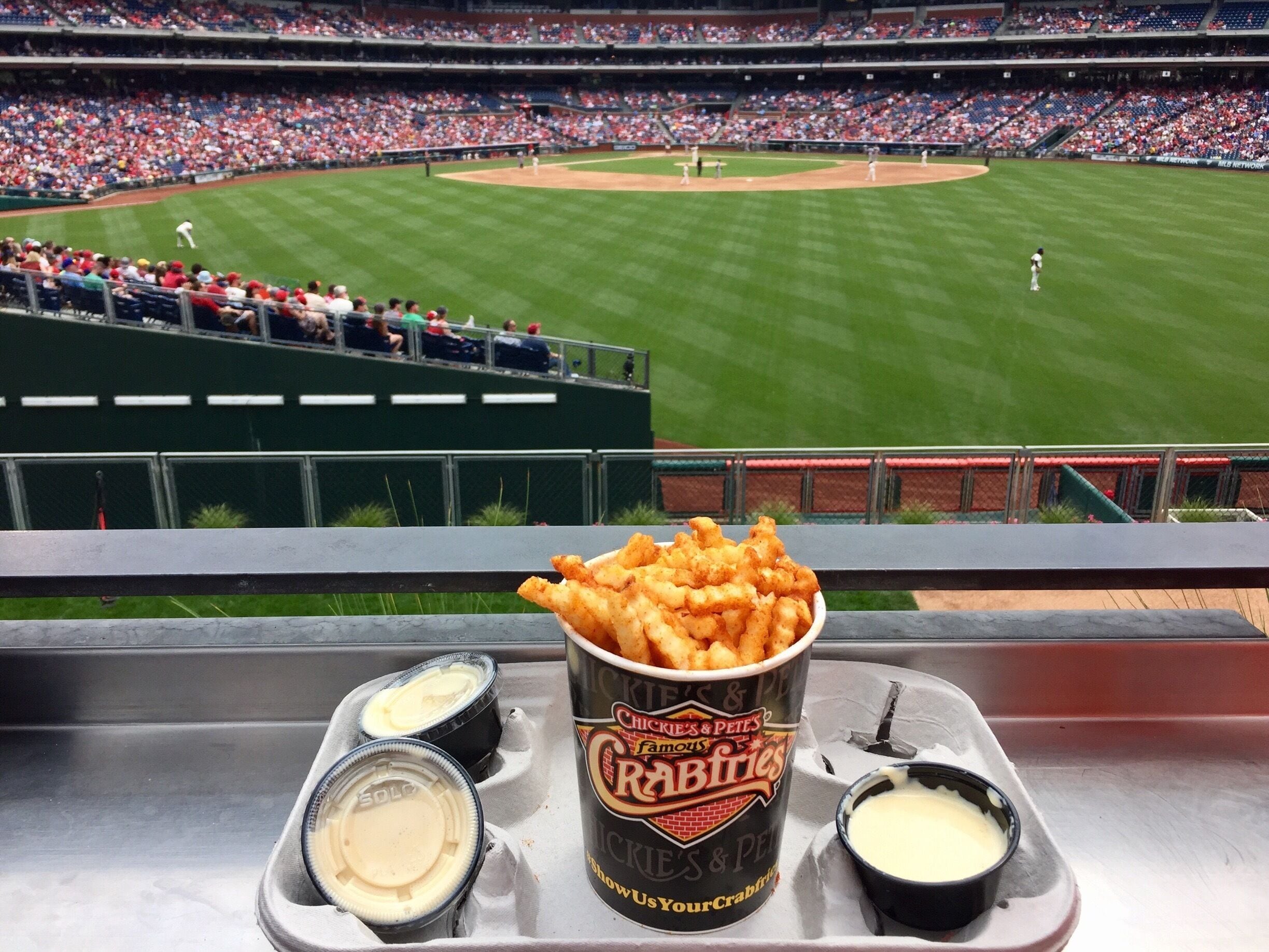 Chickies & Pete's Crab fries with cheese sauce.  Voted the #1 stadium food in the country!  Yummy.......