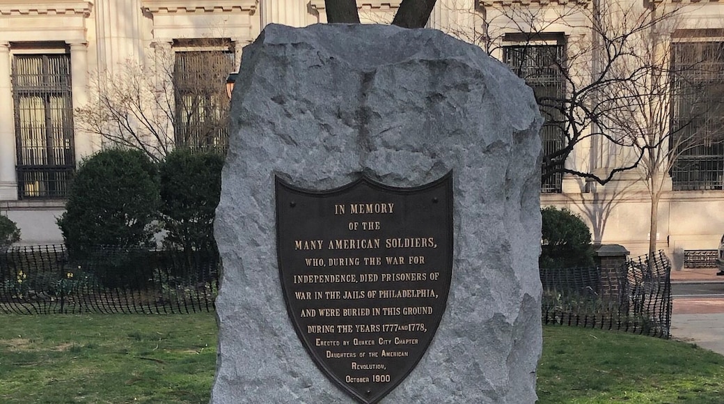 A memorial to POWs in the war for American Independence, on the opposite side of Washington Square from the tomb of the unknown Revolutionary War Soldier.