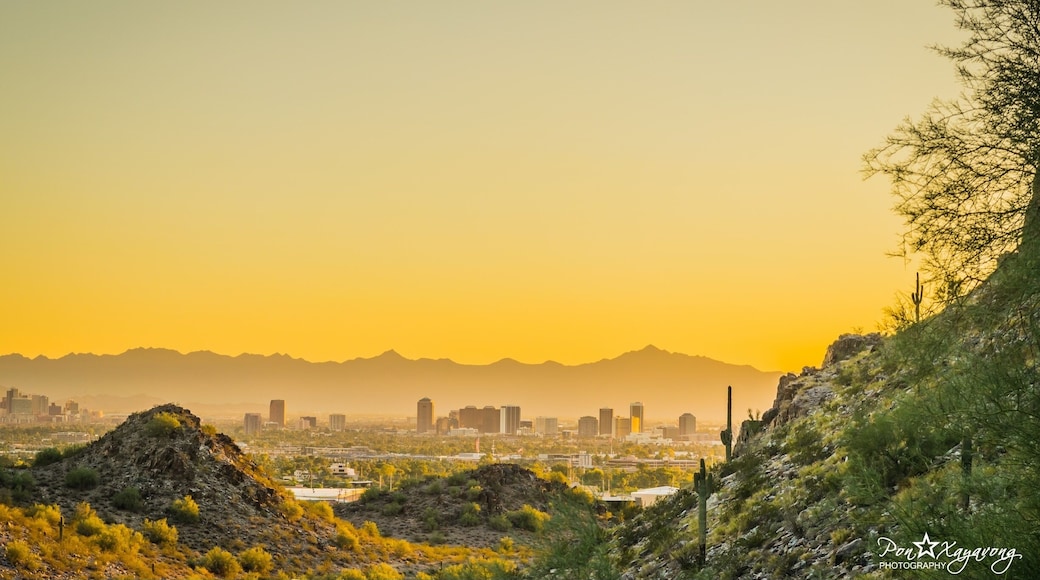 Sunset over Phoenix, Arizona. The view you get when u started to hike the Piestewa peak foothills hike to the summit.
