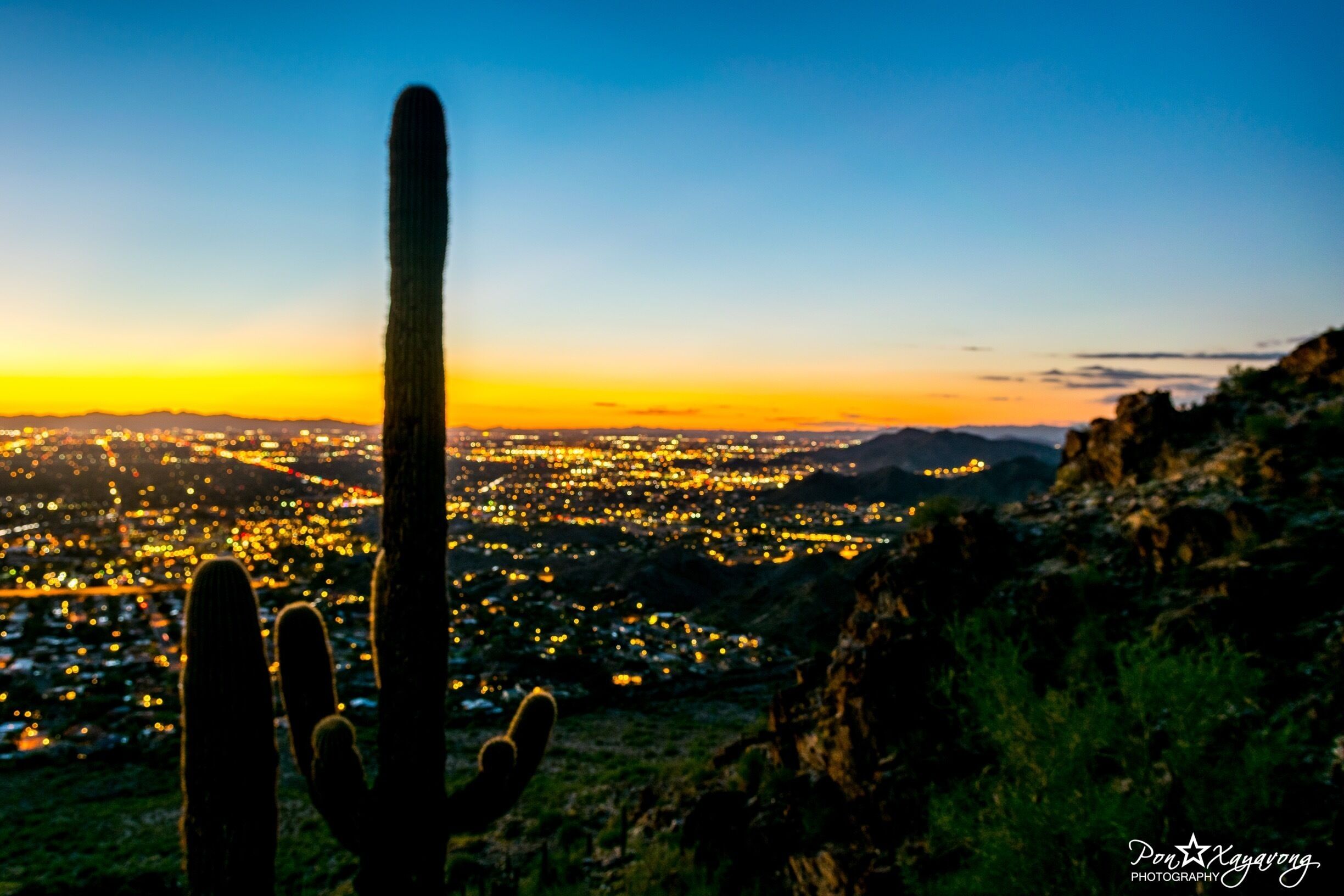 Sunset over Phoenix, Arizona. The view you get when u started to hike the Piestewa peak foothills hike to the summit.