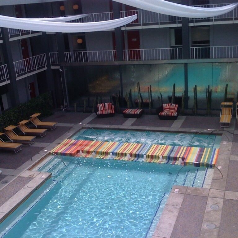 Funky boutique hotel with nice pool and rooftop area.