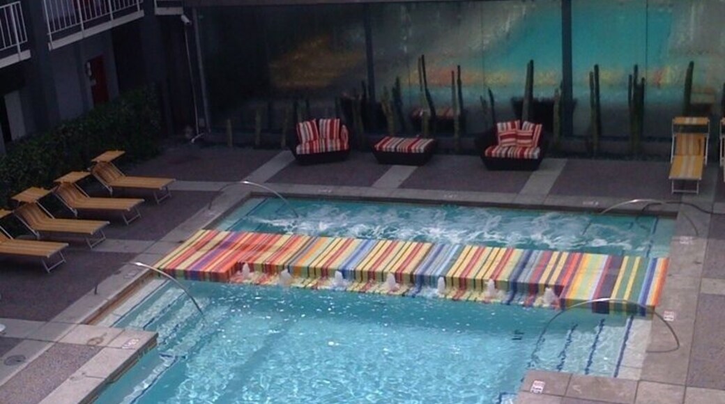 Funky boutique hotel with nice pool and rooftop area.