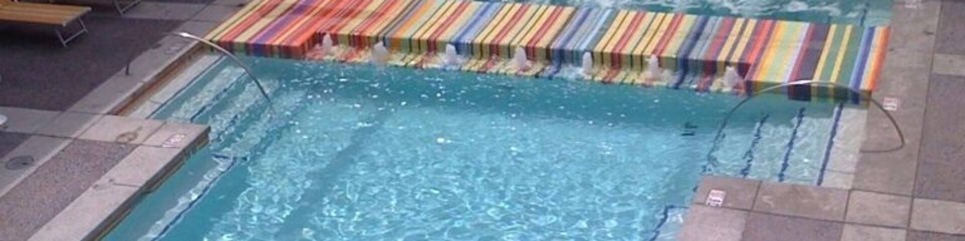 Funky boutique hotel with nice pool and rooftop area.