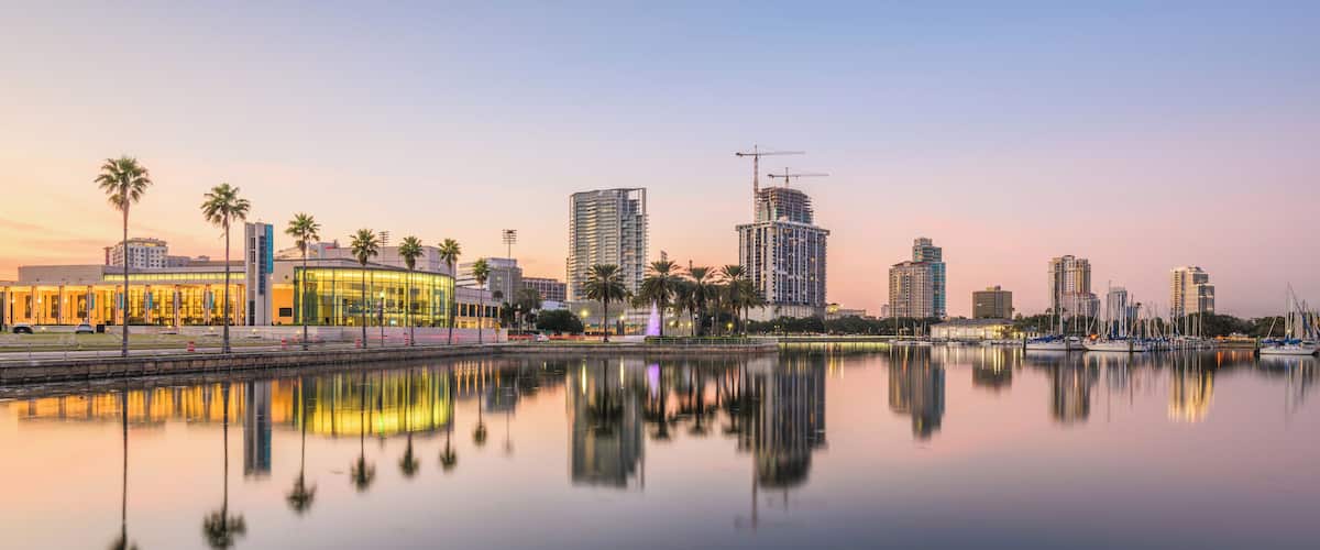 St. Petersburg, Florida, USA downtown city skyline on the bay.