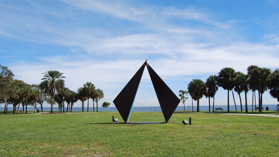 St. Petersburg has multiple miles of bay-side biking and walking trails. There is also parks with sculptures like this one, playgrounds, basketball courts, and even a public swimming pool. We had such a blast riding bikes along the water!