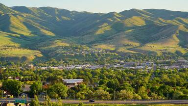 Landscape of house and mountain in city Pocatello in the state of Idaho