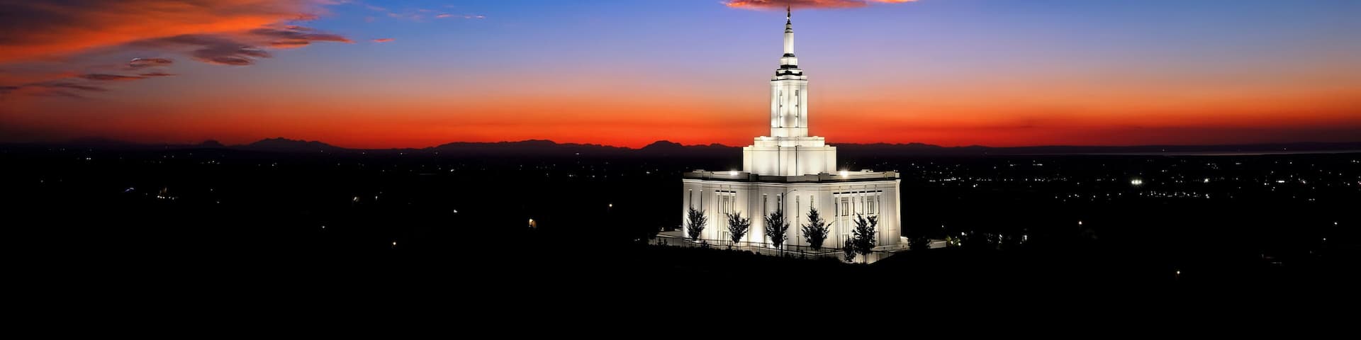 Pocatello LDS Mormon Latter-Day Saint Temple at Sunset with Glow