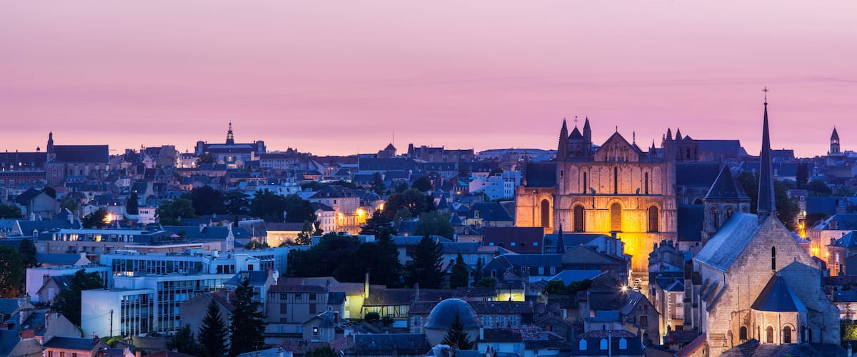 Panorama of Poitiers with Cathedral of Saint Peter