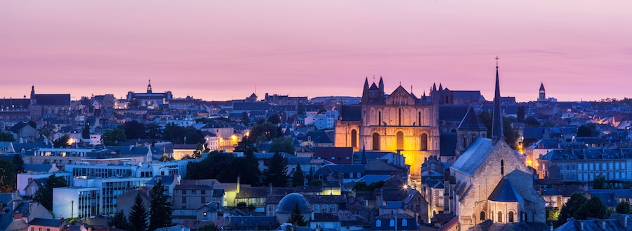 Panorama of Poitiers with Cathedral of Saint Peter