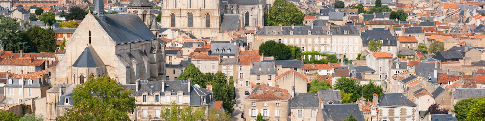 Cityscape of Poitiers at a summer day