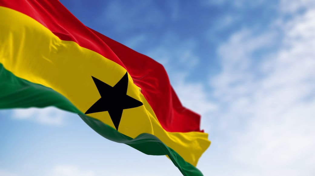 National flag of Ghana waving on a clear day