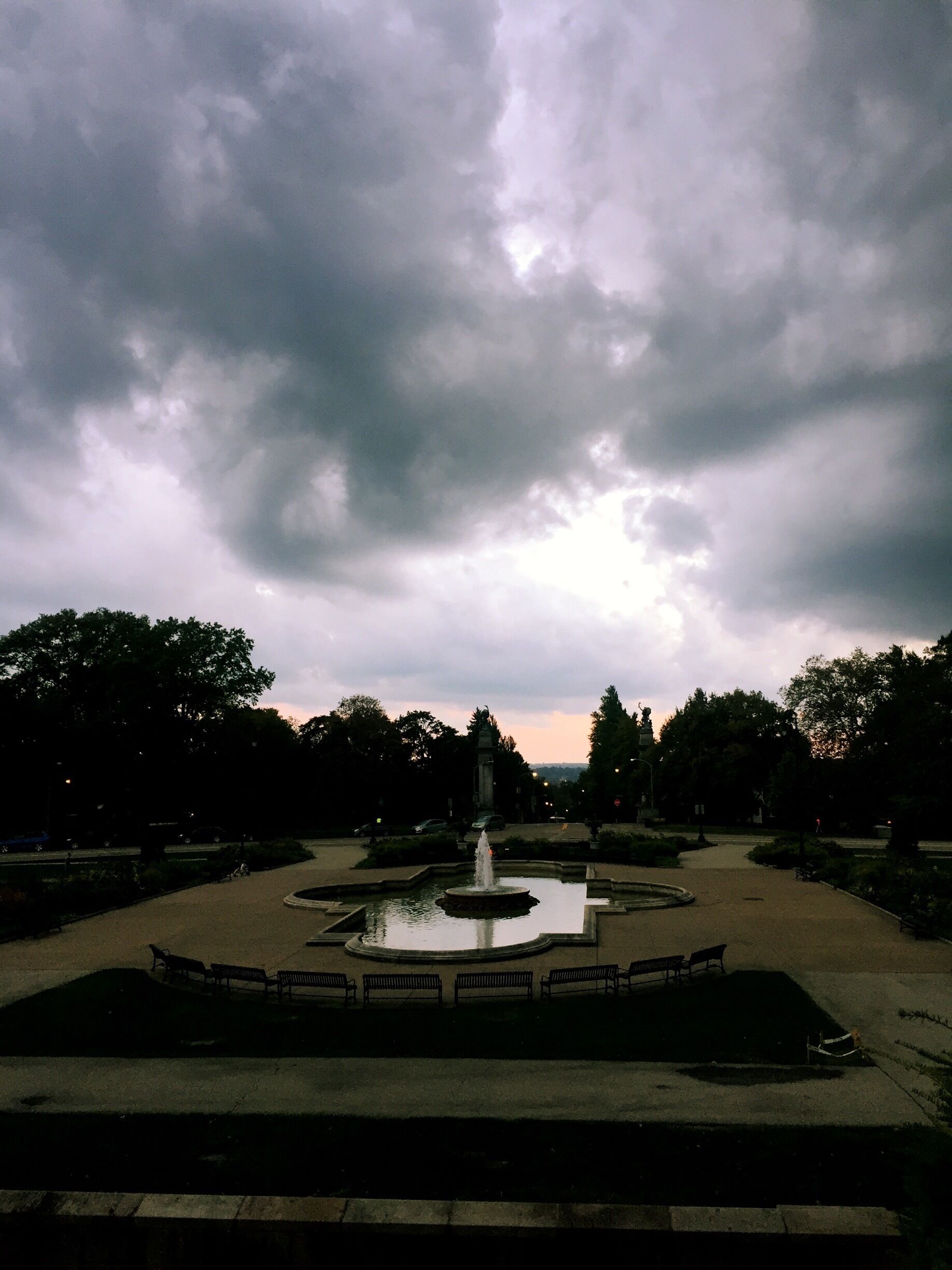 Highland Park is a great park in Pittsburgh with a couple of great trails for walking or jogging. This is the fountain at the main entrance looking down Highland Ave. 