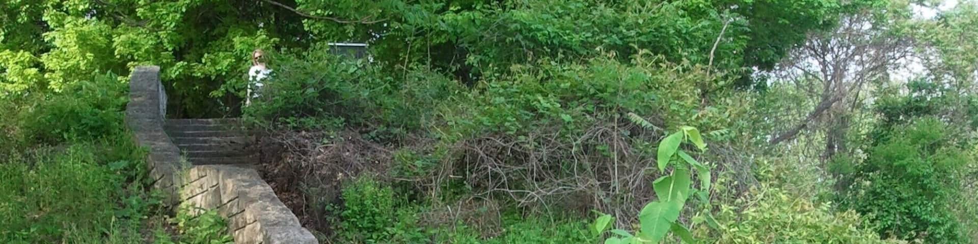 Stone staircase up from the river