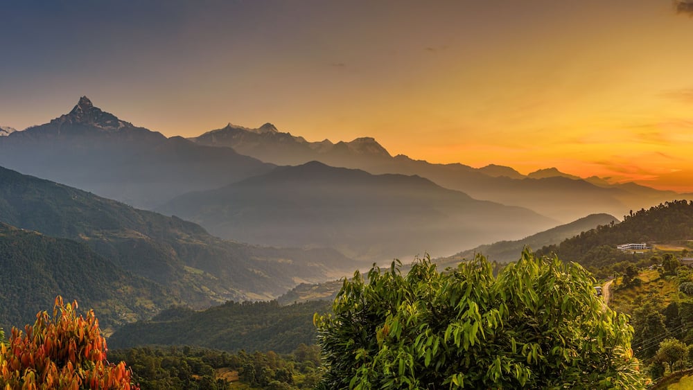 Sunrise over Himalaya mountains