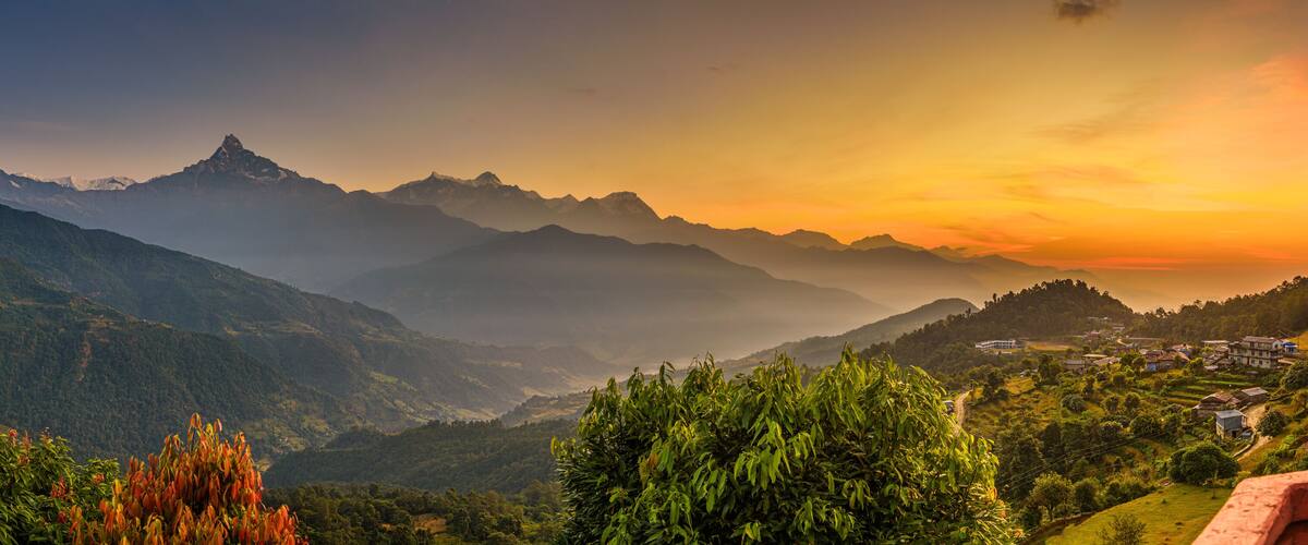 Sunrise over Himalaya mountains