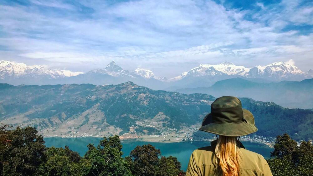Amazing view after a short hike to the Stupa in Pokhara, Nepal