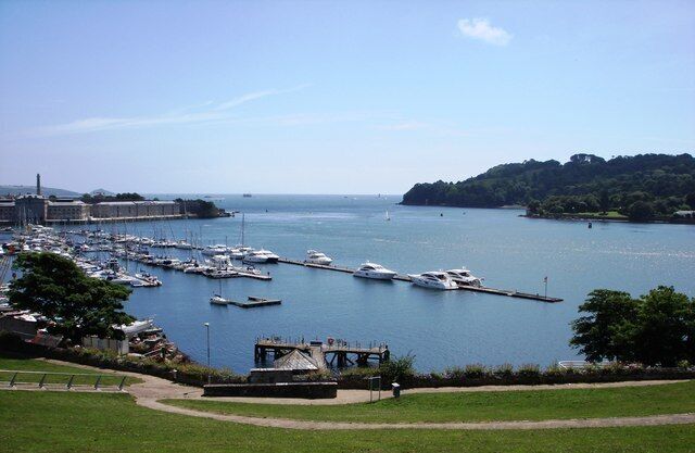 Plymouth, Pontoons, Mount Wise The Royal William yard at Stonehouse lies in the background