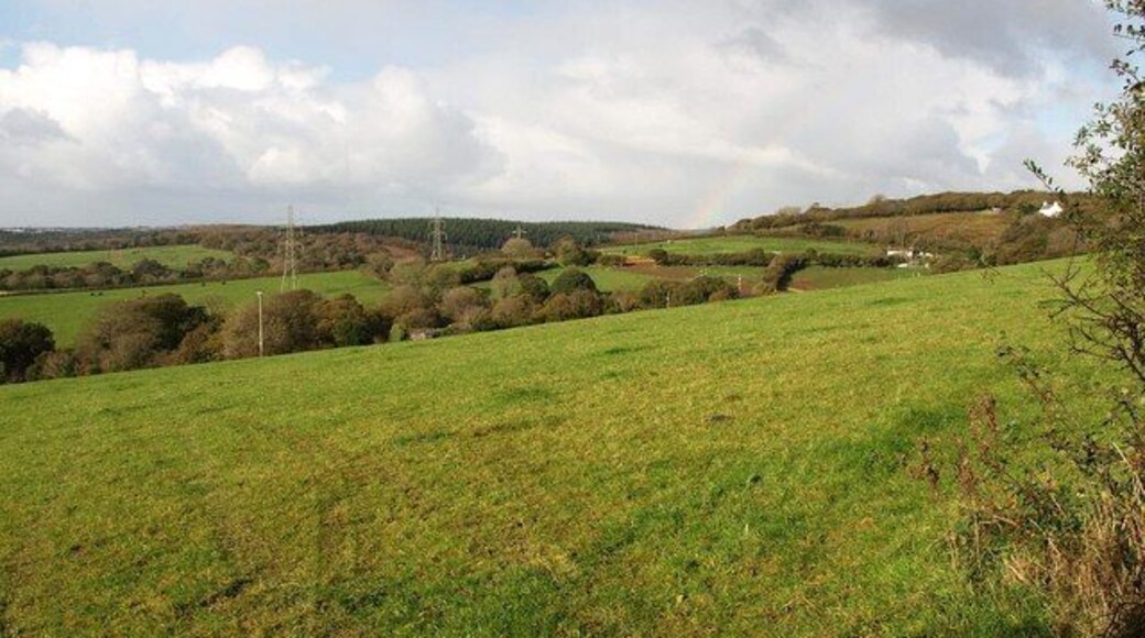 Field above Smallhanger Brook A view from Galva Road, close to the former Hemerdon and Broomage works, looking across the valley of the Smallhanger Brook with Bottle Hill on the right.