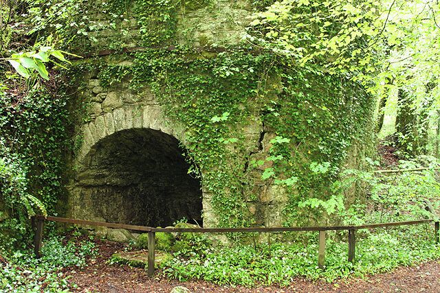 Yealmpton: limekiln by footpath At Western Torrs where there was a quarry. This was one of two or three kilns associated with the quarry. In the Yealm valley looking north-north-east